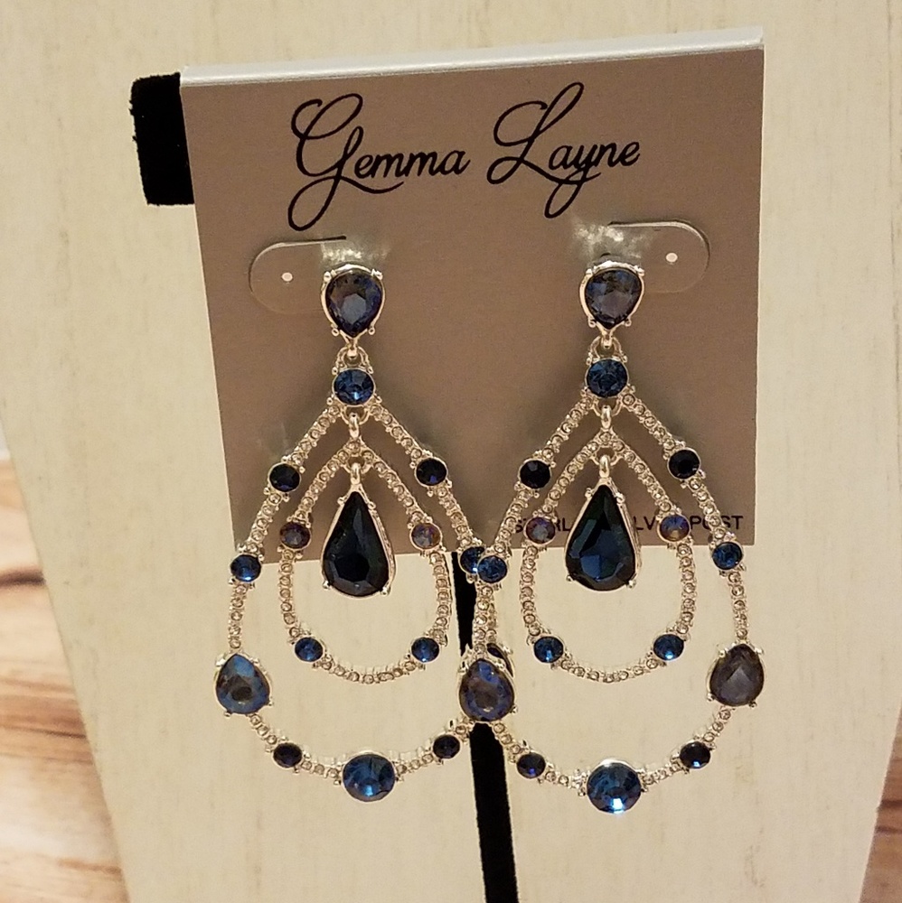 Gemma Layne Triple Tier Teardrop Earrings Stirling